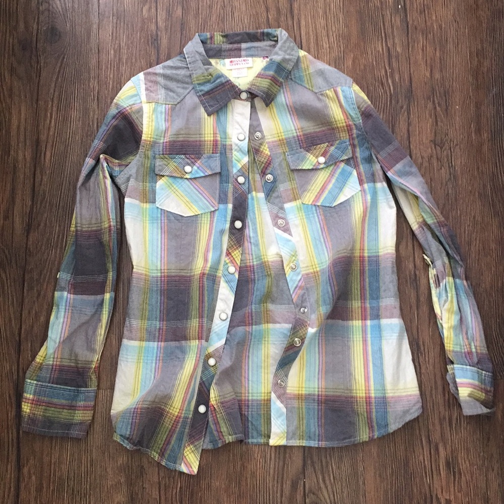 Plaid kid shirt button down